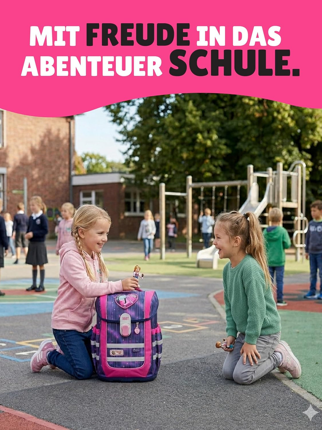 Familando - McNeill Ergo Complete Schulranzen Set - 12-teilig mit Schultüte - Pearl mit Herz Schloss