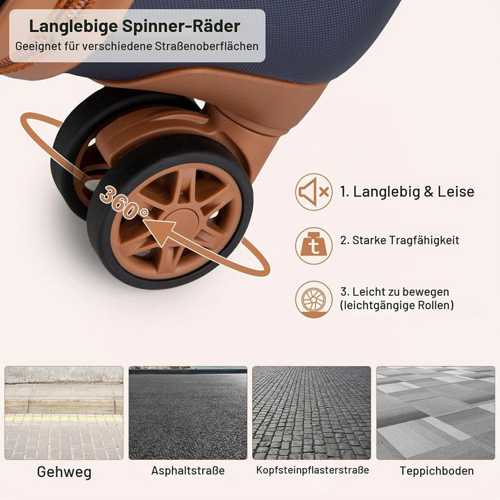 KONO Koffer Reisekoffer Trolley Kofferset 4 Teilig von ABS+PC Hartschalenkoffer mit TSA-Schloss, 4 R