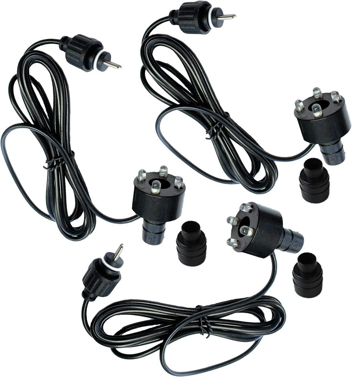 Arnusa Springbrunnen Pumpe 800 L/H Komplett Set mit 3er LED-Beleuchtung inkl.3 Wege Schlauchadapter,
