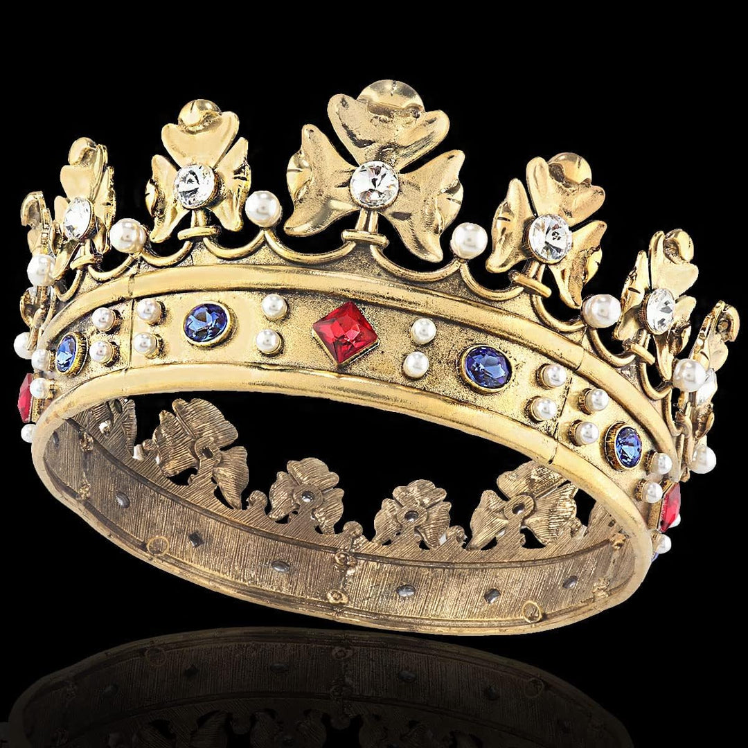 Barock Königskrone Herren Metall Prinz Haarkrone Vollkreis Geburtstag Party Haarschmuck für Cosplay