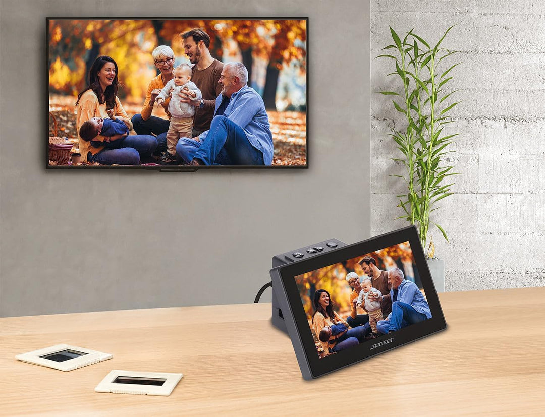 Somikon Negativ Scanner: Stand-Alone-Dia- & Negativscanner, 17,8 cm/7"-IPS-Display, 25 MP, HDMI (Dia