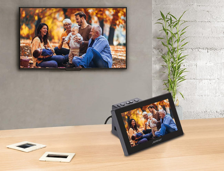 Somikon Negativ Scanner: Stand-Alone-Dia- & Negativscanner, 17,8 cm/7"-IPS-Display, 25 MP, HDMI (Dia