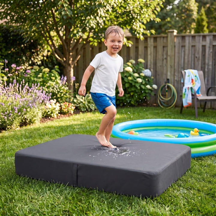 Outdoor Hüpfpolster für Kinder | Hüpfkissen 70x110x17cm mit wasserabweisendem &amp; UV-beständigem Bezug