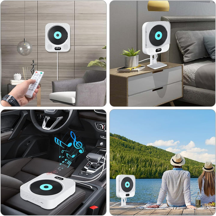 CD Player Wandmontage Bluetooth, Gueray Tragbarer CD Player HiFi Lautsprecher Fernbedienung LED-Disp