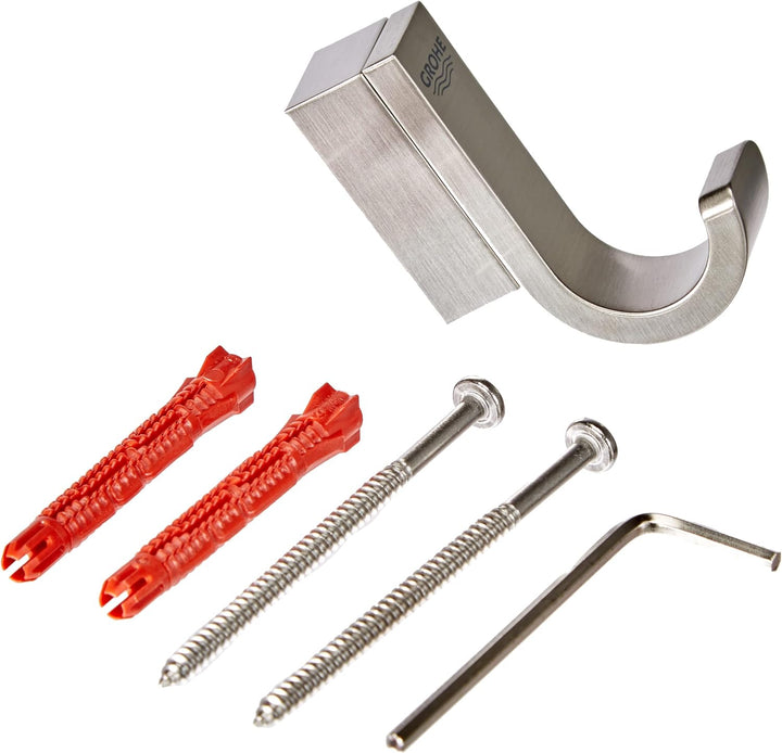 Grohe 41039DC0 Selection | Accessoires-Glasablage | Chrom | 41057000 Supersteel Bademantelhaken, Sup