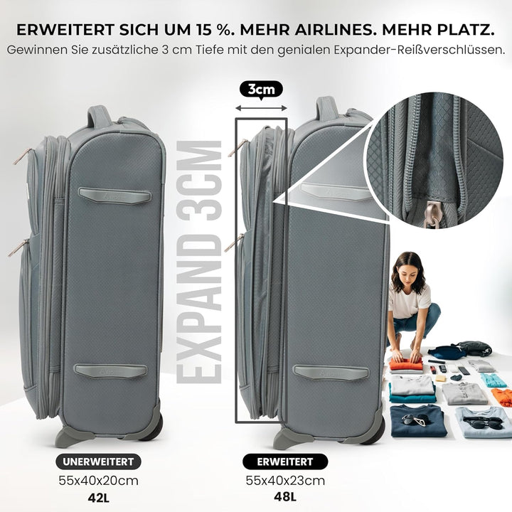 Aerolite Erweiterbar 55x40x20cm auf 55x40x23cm Lufthansa Eurowings Bordgepäck Handgepäck Koffer 55x4