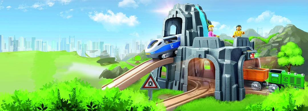 Hape Eisenbahnwelt Berg und Tunnelset mit Licht & Sound, ab 3 Jahren Mehrfarbig