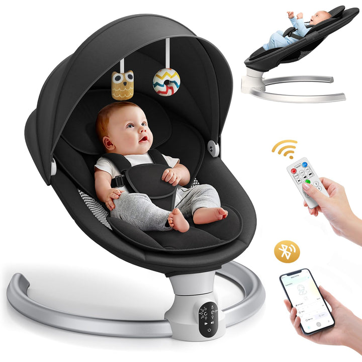 Brolteja Baumwolle Babywippe,Elektrische Babywippe mit Anpassung der APP-Steuerung,Elektrische Babys