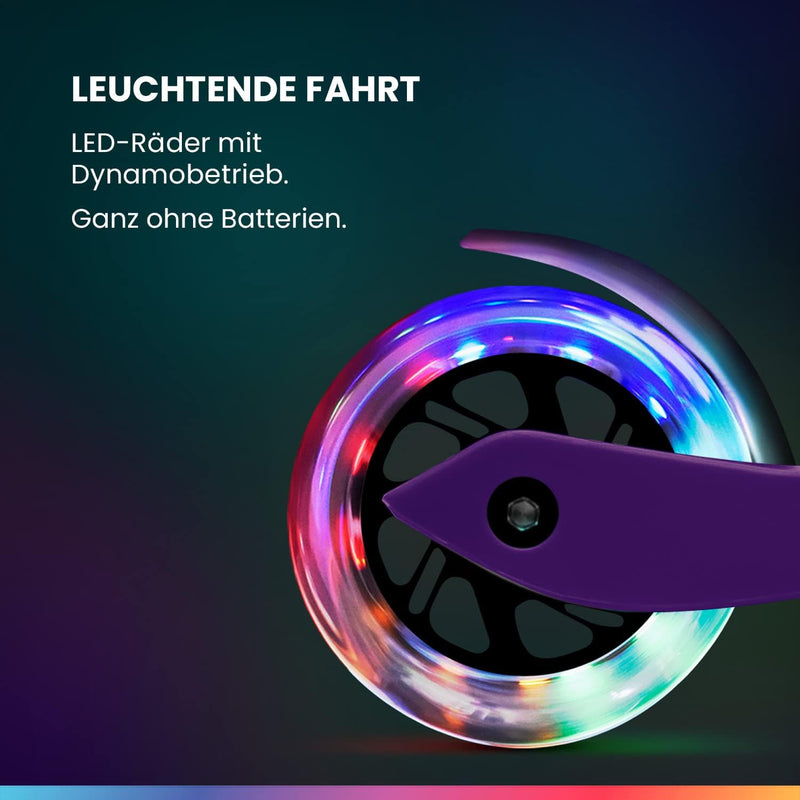 Fun Pro ONE Roller, der Sichere Premium Roller Kinder 3 Jahre, Vergleichstestsieger, LED Räder, falt