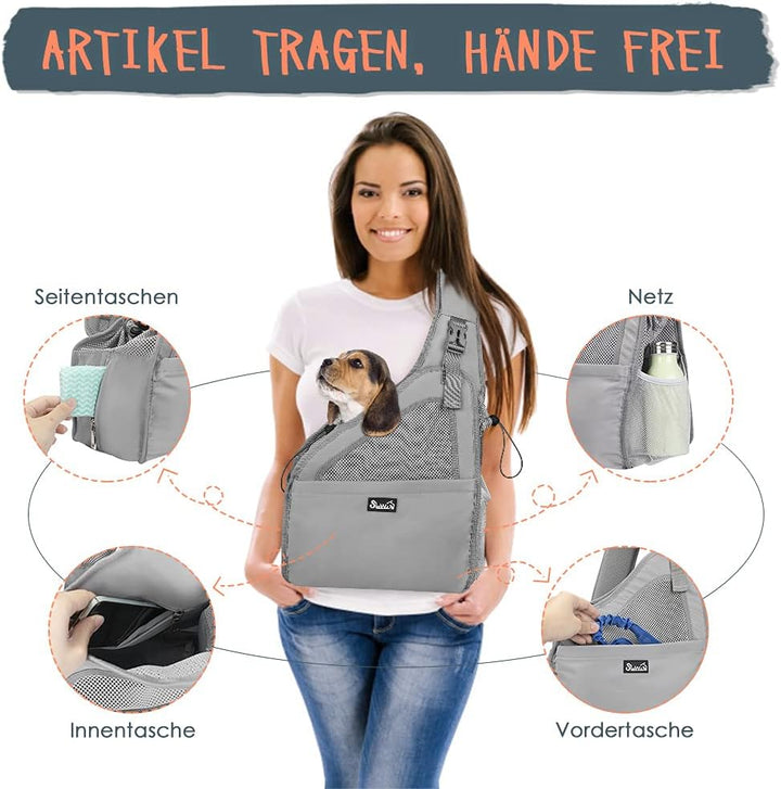 Eyein Hundefreundlich Tragetücher Hunde, Hände frei Reisetasche für kleine Haustiere mit verstellbar