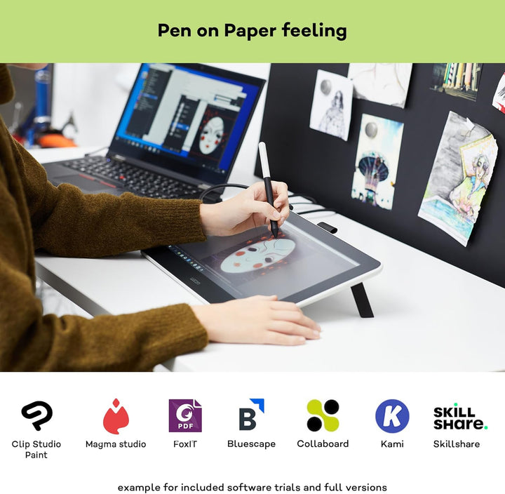 Wacom One Creative Pen Display mit Gratissoftware (zum Skizzieren, Zeichnen auf dem Bildschirm, 13,3
