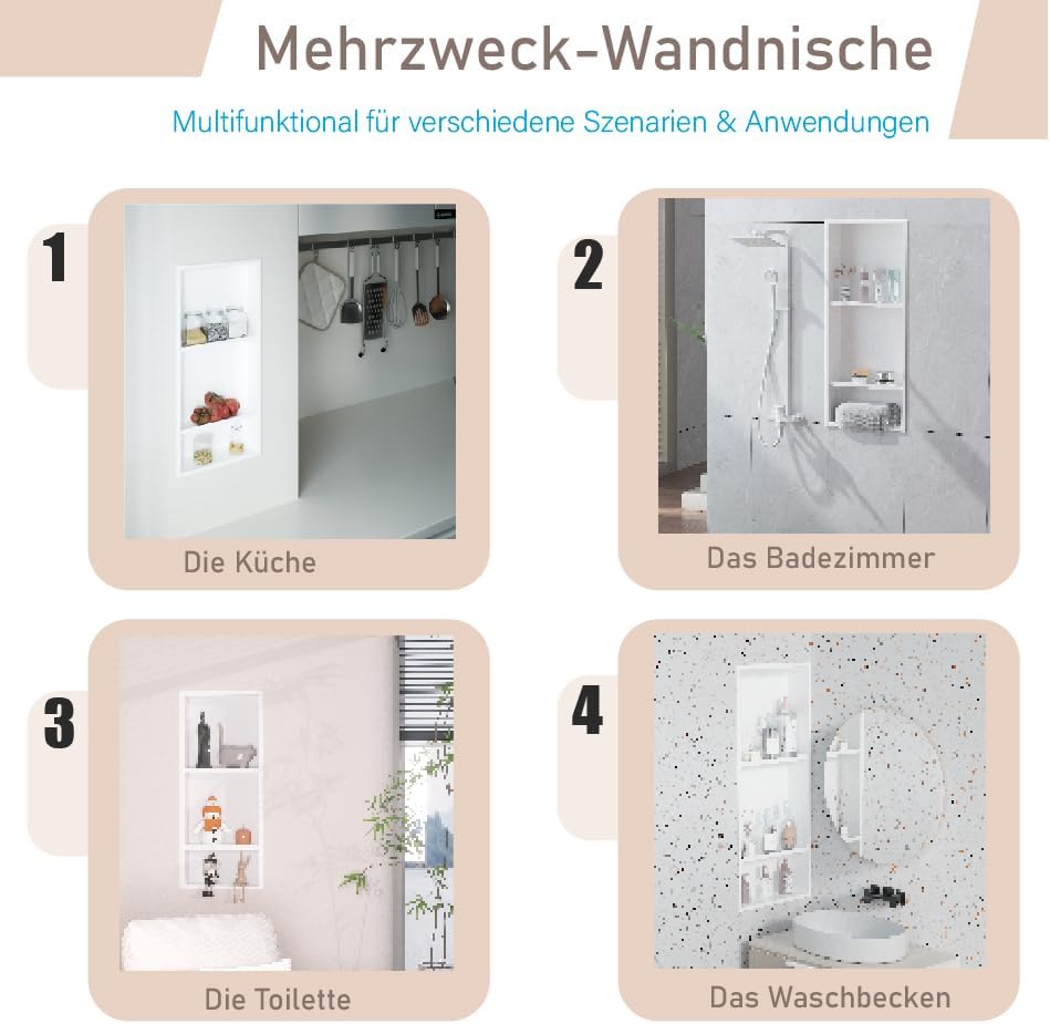 Edelstahl Wandnische dusche zur Aufbewahrung Duschablage Unterputz,Einbaunische Wand Eingebaut,Dusch