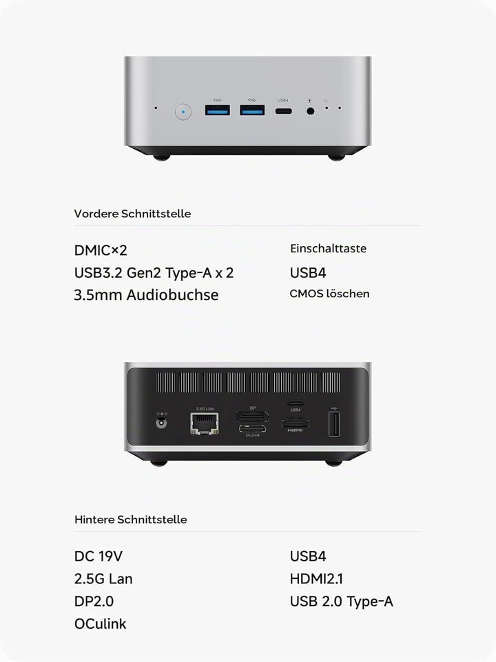 MINIS FORUM AI X1-255 Mini-PC, AMD Ryzen 7 255 (8C/16T, bis zu 4,9 GHz), 32 GB DDR5 RAM, 1 TB M.2 SS