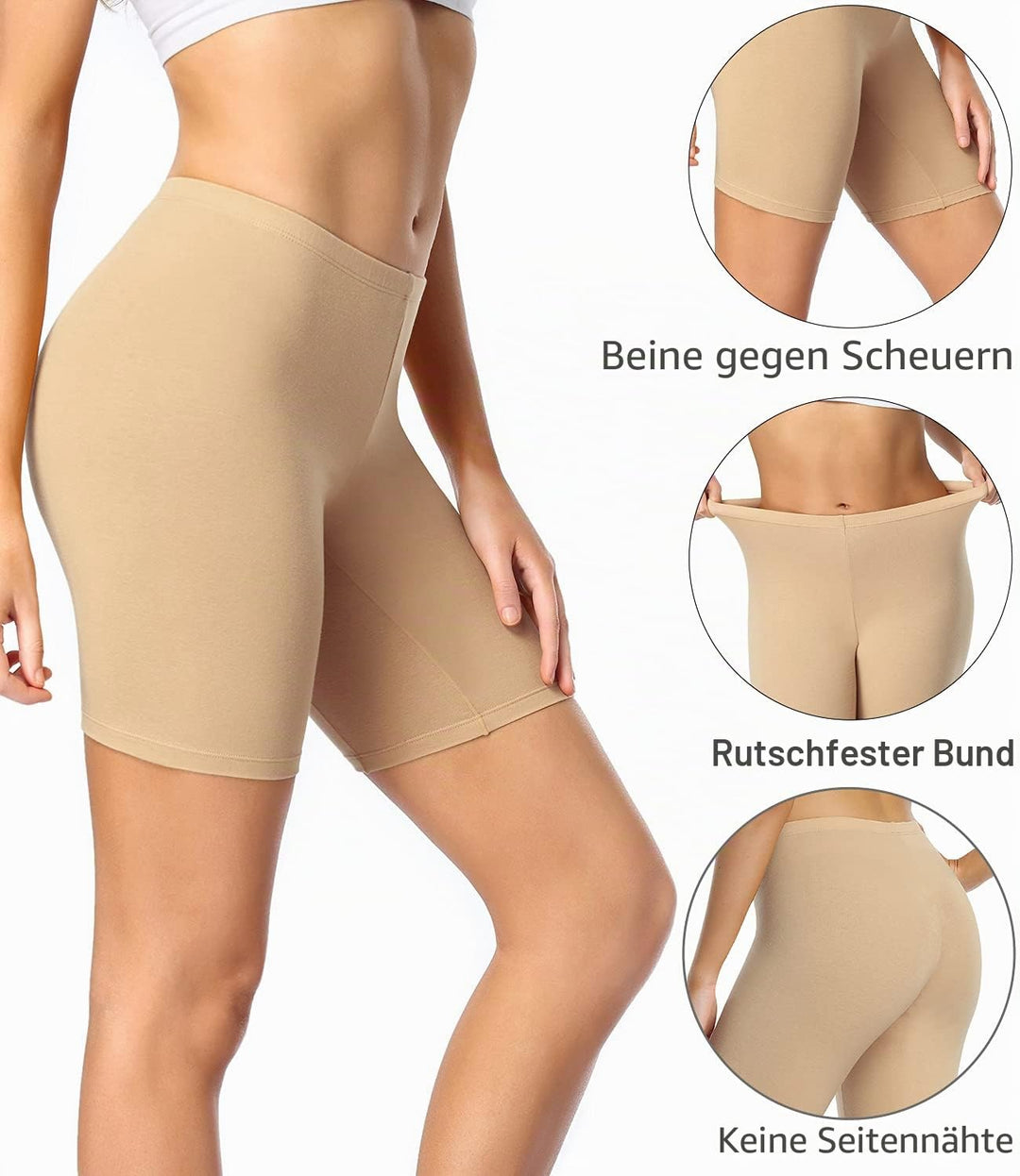 wirarpa Radlerhose Damen Kurz Baumwolle Boxershorts Unter Kleid Rock Unterhosen mit Bein Anti Scheue