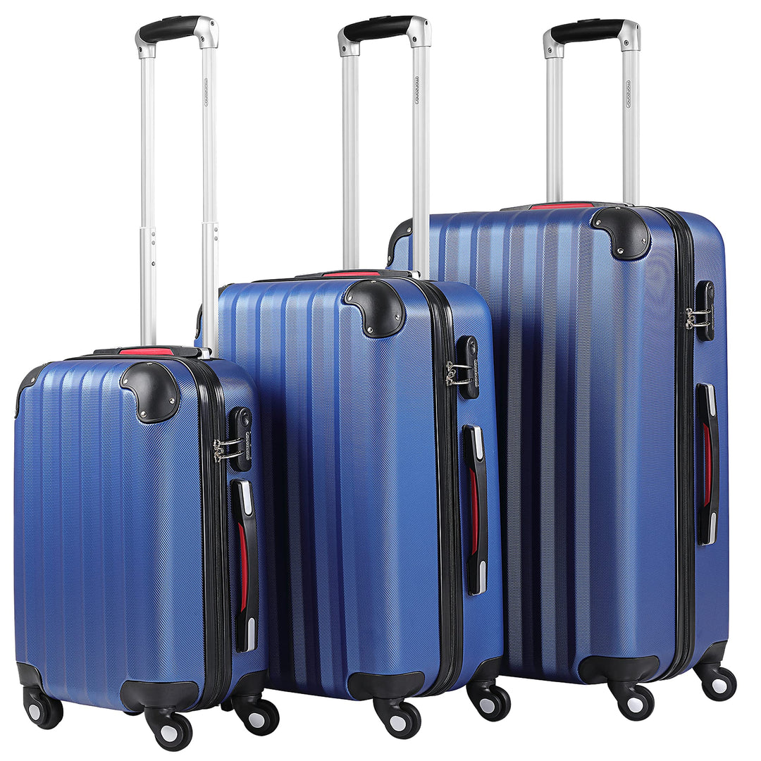 Monzana® Kofferset Baseline 3er Hartschalen-Koffer Trolley Reisekoffer Rollkoffer Handgepäck 4 Rolle