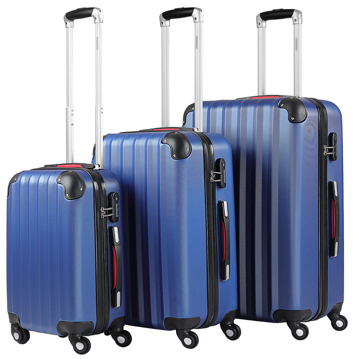 Monzana® Kofferset Baseline 3er Hartschalen-Koffer Trolley Reisekoffer Rollkoffer Handgepäck 4 Rolle