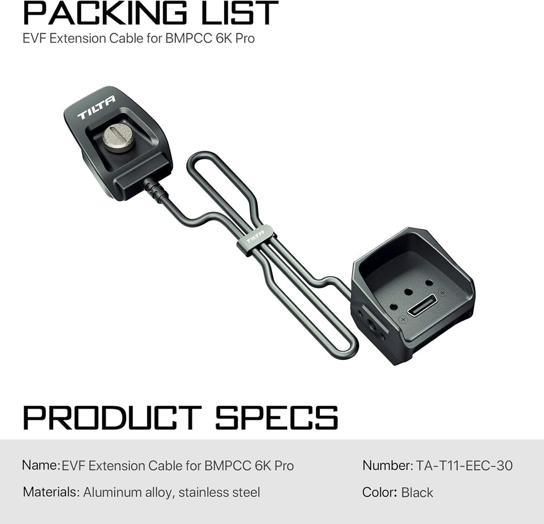 Tilta EVF Verlängerungskabel kompatibel mit BMPCC 6K PRO (60cm) Filmmaking Rig TA-T11-EEC-60