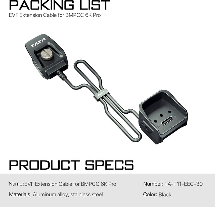 Tilta EVF Verlängerungskabel kompatibel mit BMPCC 6K PRO (60cm) Filmmaking Rig TA-T11-EEC-60