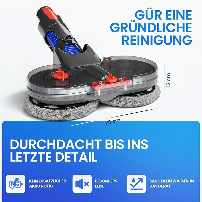 Dripl Wischaufsatz für Dyson V12 Staubsauger, Elektrischer Bodenwischer mit Abnehmbaren Wassertank u