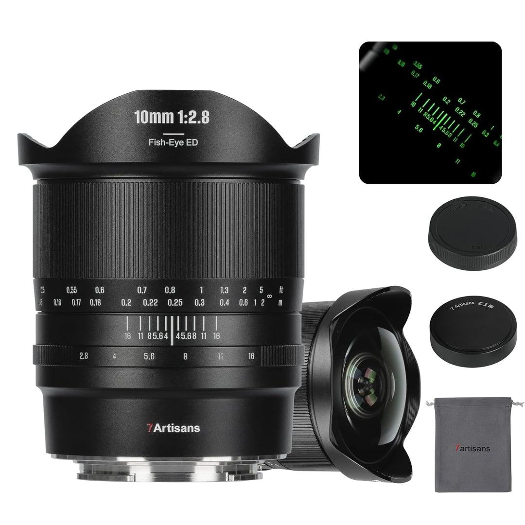 7Artisans 10mm F2.8 II für L-Mount Objektiv, Ultra Weitwinkel Fisheye Objektiv Vollformat 185° Manue