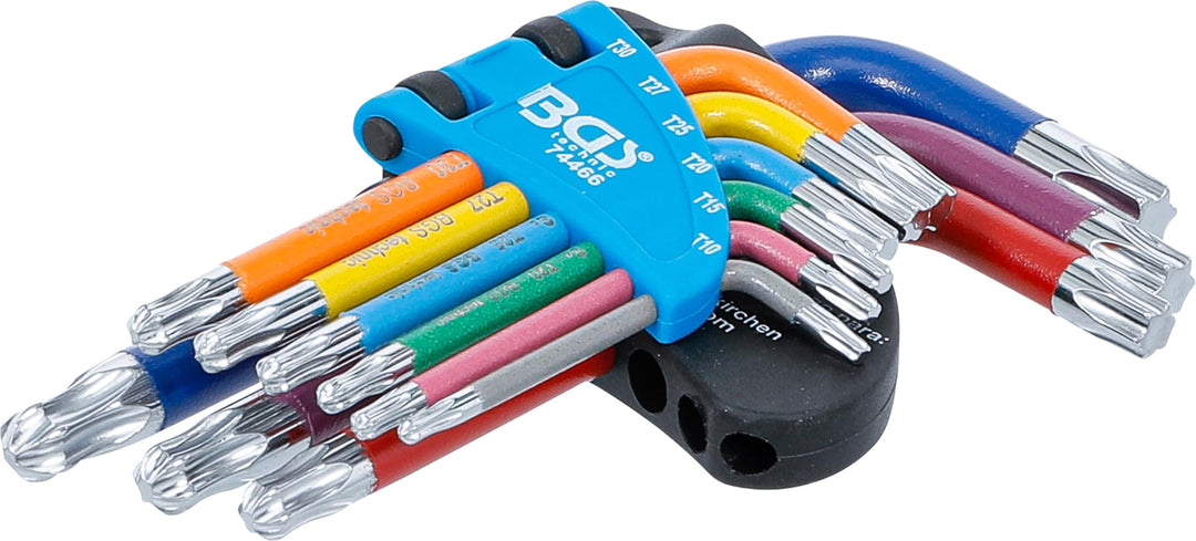 BGS 74466 | Winkelschlüssel-Satz | Multicolour | kurz | T-Profil (für Torx) mit Kugelkopf T10 - T50