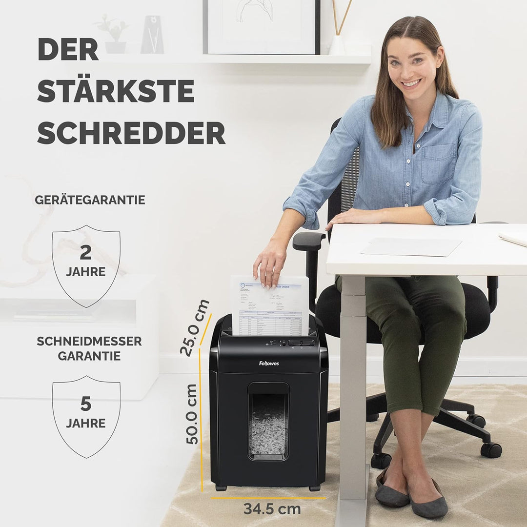 Sicherheitsstufe P5 Aktenvernichter: Fellowes Microcut (2000+ Partikel/A4), 10 Blatt, Powershred 10M