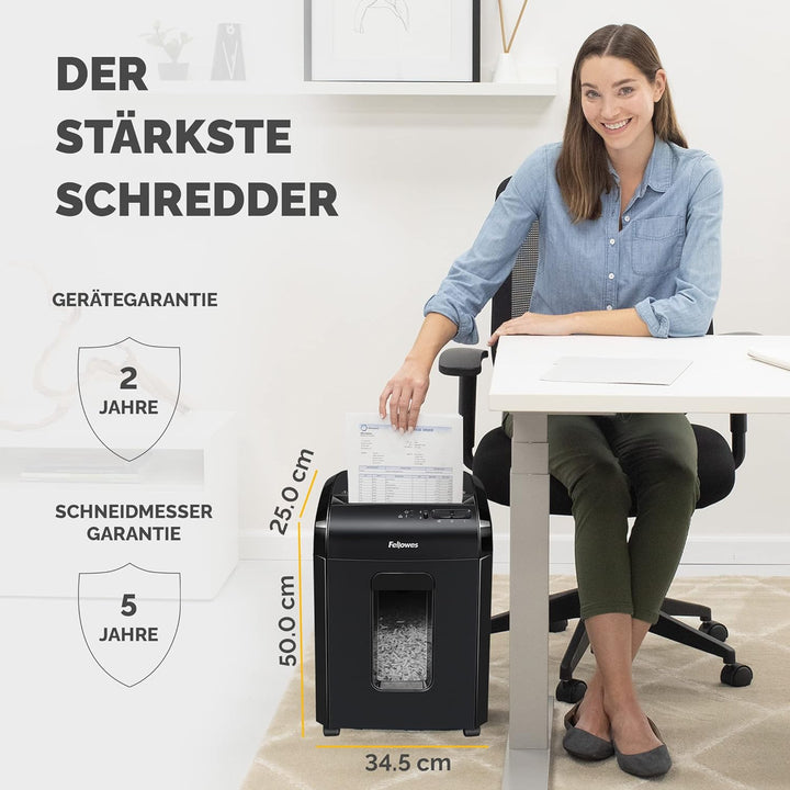 Sicherheitsstufe P5 Aktenvernichter: Fellowes Microcut (2000+ Partikel/A4), 10 Blatt, Powershred 10M