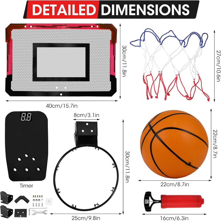 Mini Basketballkorb Indoor, Mini Basketballkorb Set für Kinder mit 2 Bällen und Punktefunktion, Bask