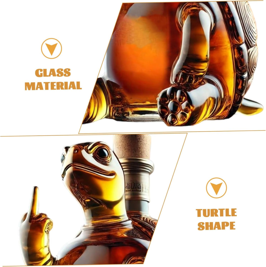 Whisky -Dekanter, 350 ml Schildkrötenweinkatalter zeigt seinen Mittelfinger, 5.1x5.1x7.1 Transparent