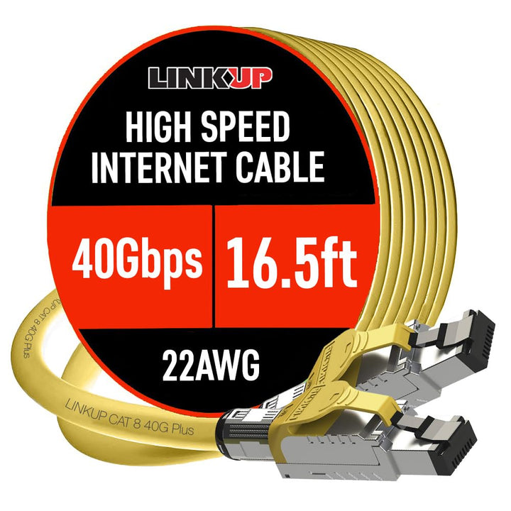 LINKUP - [GHMT &amp; DSX8000 Zertifiziert] Cat8-Ethernet-Patchkabel S/FTP 22AWG Doppelt Geschirmtes Mass