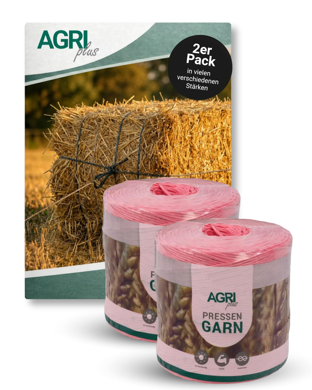 AGRIplus Pressengarn I 2 Stück à 5 kg I 750 m/kg I Hochwertiges PP-Garn I Robust, witterungsbeständi