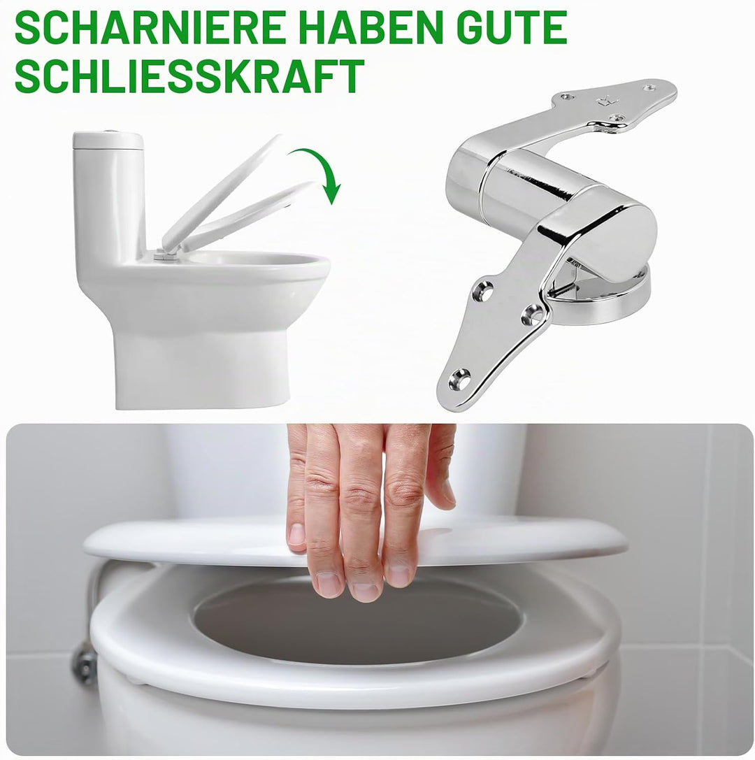 DBREAKS 2 Stück WC Sitz Scharnier Zinklegierung mit Absenkautomatik - Verstellbare Soft-Close Scharn