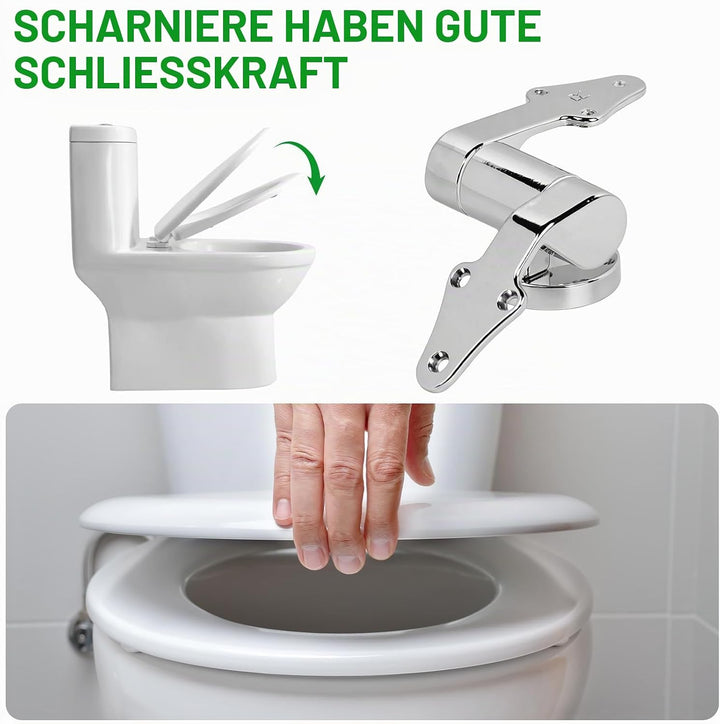 DBREAKS 2 Stück WC Sitz Scharnier Zinklegierung mit Absenkautomatik - Verstellbare Soft-Close Scharn