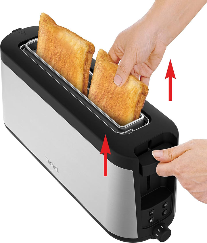 Tefal Element Langschlitz-Toaster TL4308 | 7 Bräunungsstufen | 1000 Watt | Integrierter Brötchenaufs