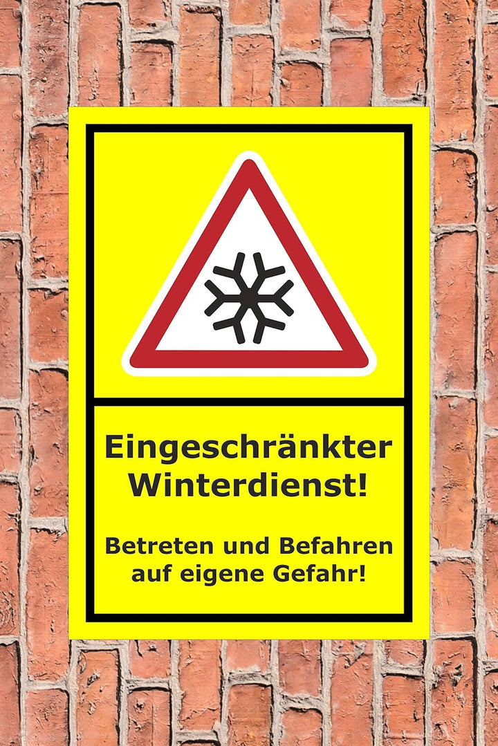 Melis Folienwerkstatt Schild Eingeschränkter Winterdienst - 60x40cm - Bohrlöcher - 3mm Aluverbund –