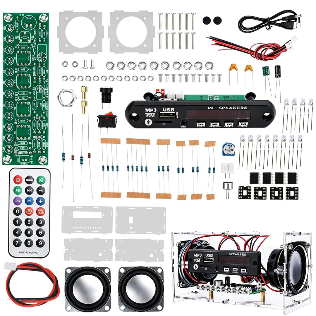 Elektronik Lötbausatz, 2-in-1 FM Radio &amp; Bluetooth 5.0 Lautsprecher Bausatz 3W+3W Stereo, Musiksteue