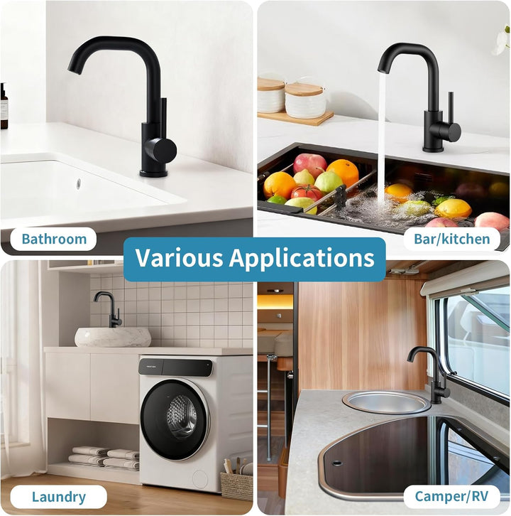 Wasserhahn Bad Schwarz, Edelstahl Waschtischarmatur Schwarz, 360° Drehbar Armatur Waschbecken für Ba