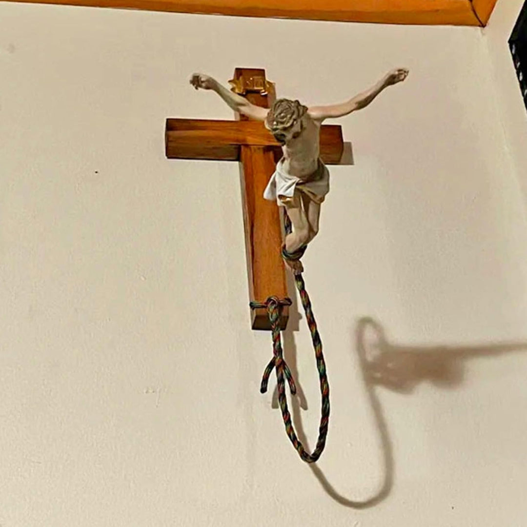 Scnvsi Einzigartiges religiöses Kunstwerk, Bungee-Jumping, Jesus-Kreuz, handgefertigte Skulptur aus