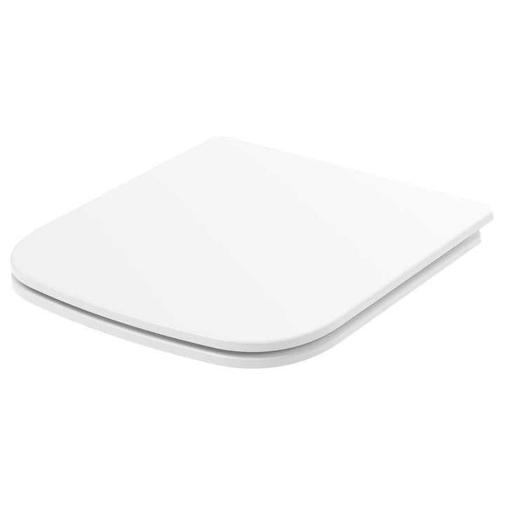 Toilettendeckel mit Absenkautomatik Eckig Weiss, WC Sitz Urea Duroplast, Klobrille Abnehmbar, Klodec