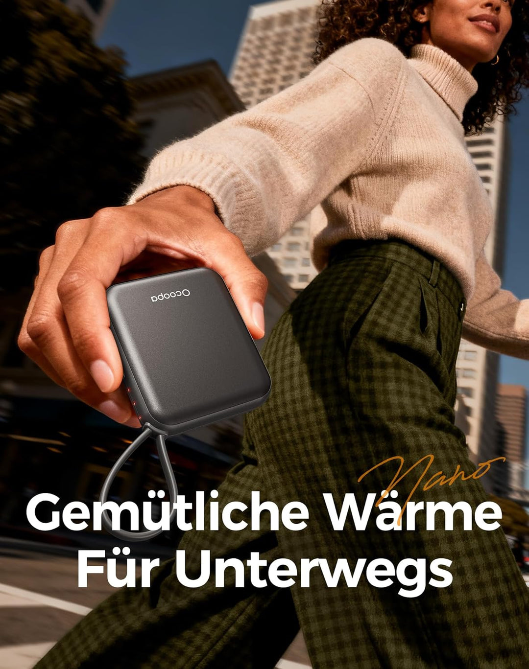 OCOOPA Handwärmer Elektrisch 2er Set, Wiederverwendbar 4000mAh USB Taschenwärmer, 3 Wärmestufen, Max
