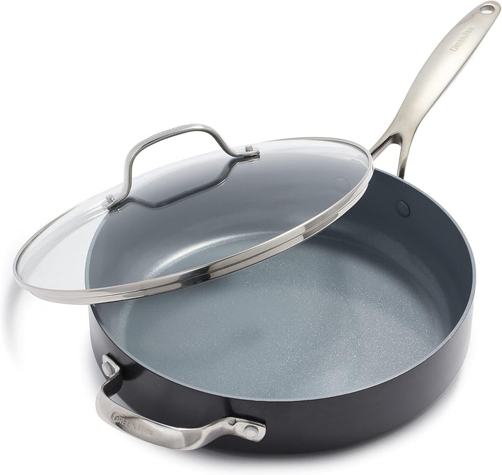 GreenPan Valencia Pro Harteloxierte Gesunde Keramik Antihaft 28 cm/4,2 Liter Schmorpfanne mit Deckel