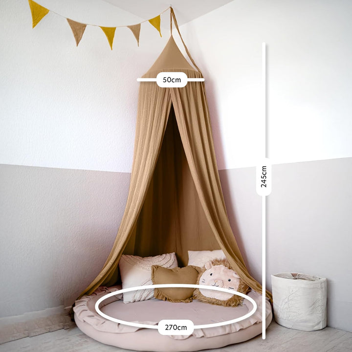 lilimaus Baldachin Kinderzimmer mit Goldapplikation [in 12 Farben] Betthimmel aus 100% Baumwolle Mus