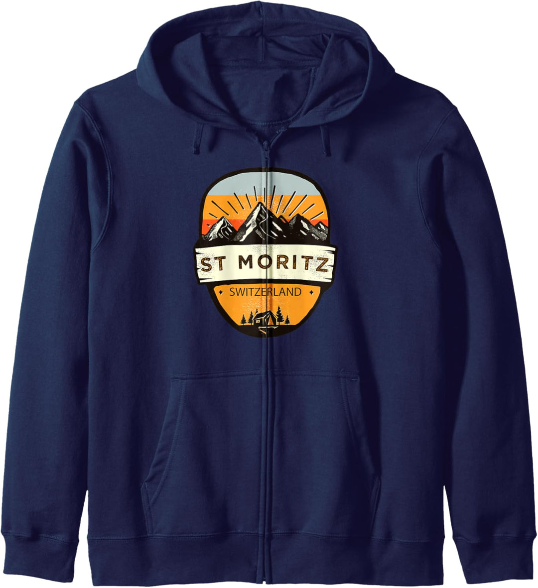 Retro Vintage St. Moritz, Switzerland Souvenir Kapuzenjacke
