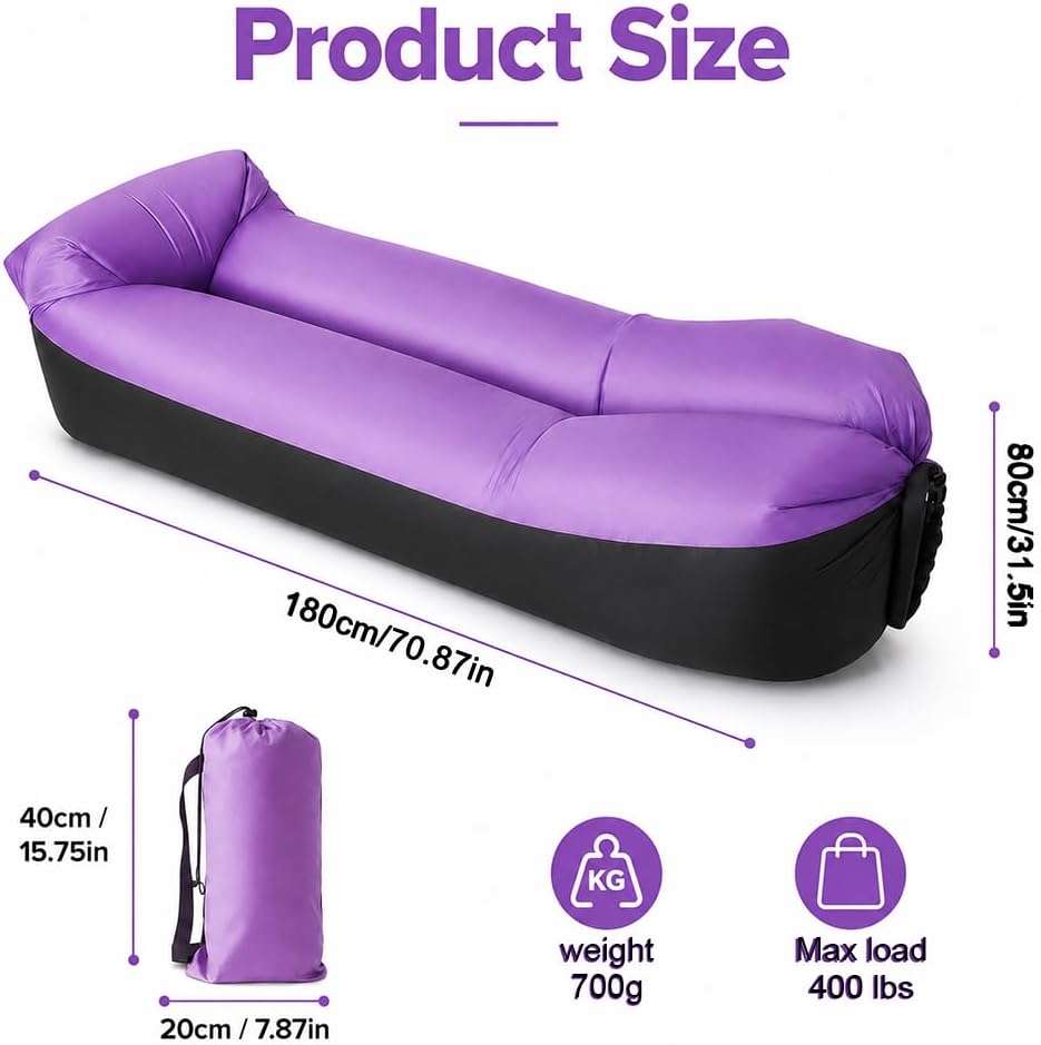 Aufblasbares Sofa, Camping Sofa Aufblasbar, Tragbares Luft Sitzsack mit Aufbewahrungstasche, Air Lou