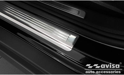 Avisa INOX Door sill Protectors Compatible with Volkswagen Passat 3G Sedan/Variant 2014- - 'Lines' -