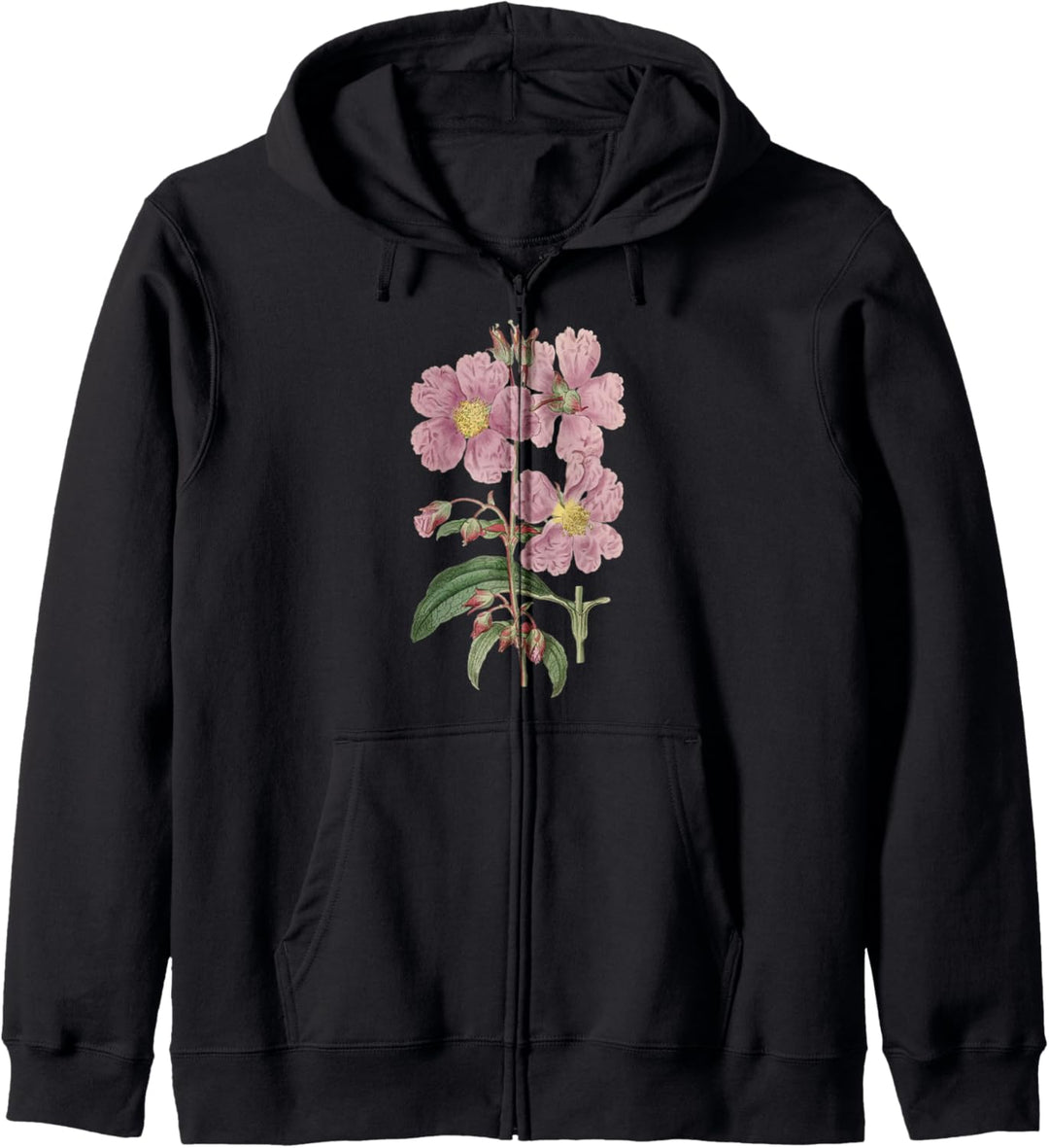 Pink Flower Wildflower vintage Botanical Illustration Kapuzenjacke