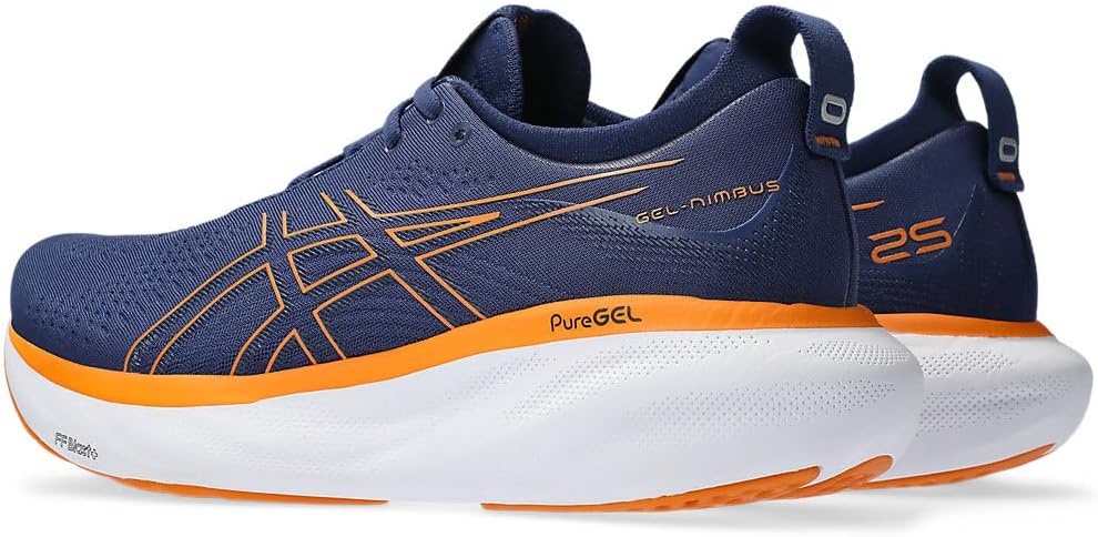 ASICS Nimbus 25 Strassenlaufschuhe für Männer Grün Fluoreszierend 42.5 EU Blauorange, 42.5 EU Blauor