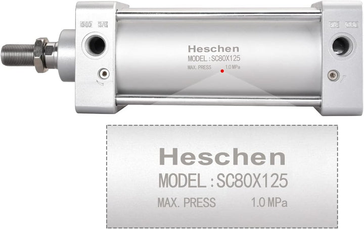 Heschen Pneumatischer Standard-Luftdruckzylinder, SC 80-125, PT3/8 Anschluss, 80mm Bohrung, 125mm Hu