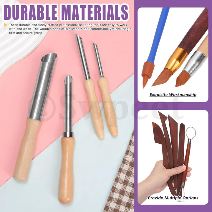 Swpeet 12Pcs Modellierung Clay Sculpting Tools Kit, Kreisförmige Clay Hole Cutters, Gummispitzen Sti