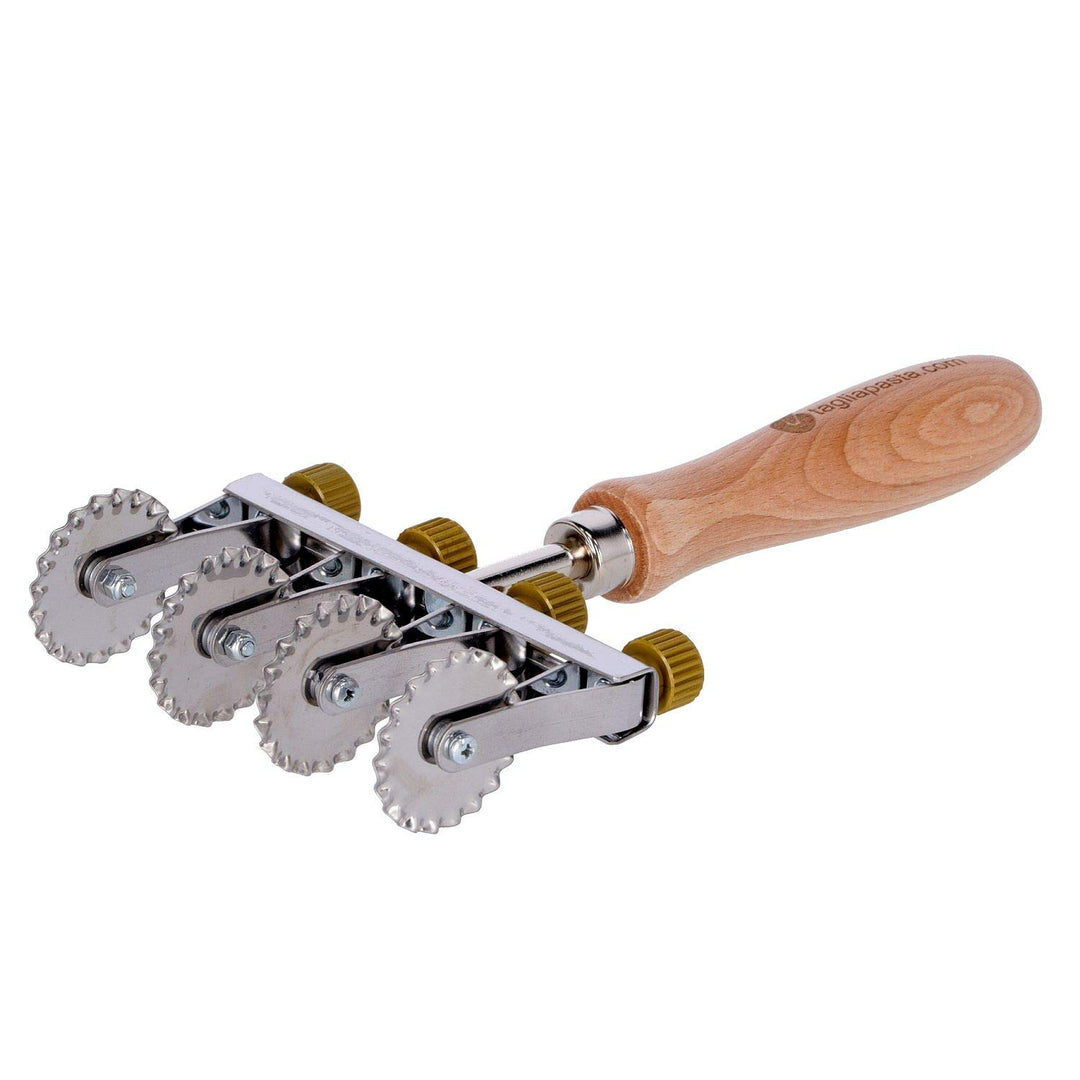 Rad für frische Blätterteig, 4 verstellbare Zahnklingen, Durchmesser 36 mm aus Edelstahl und Griff a